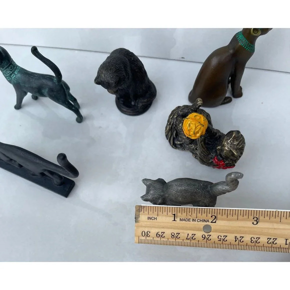 Lot of 7 Collection of Cat Figurines Statue Animals Hand Carved Decor - Picture 12 of 16